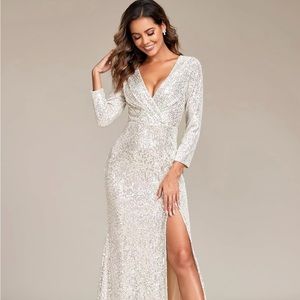 CHAMPAGNE COLOR SEQUIN GOWN
